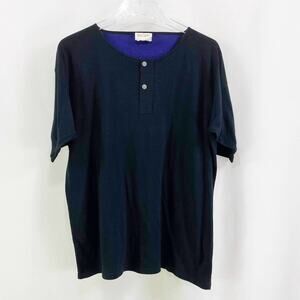 CALVIN KLEIN Black Short Sleeve Henley T-Shirt